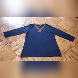 Lauren Ralph Lauren Navy and Brown Top
